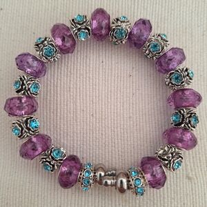 Elegant Purple and Silver Beaded Bracelet
